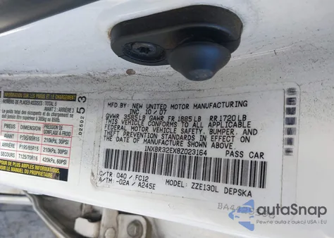 2008 Toyota Corolla S from USA, damaged, VIN 1NXBR32EX8Z023164